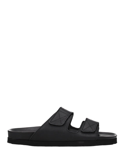 Palm Angels Black Leather Slippers