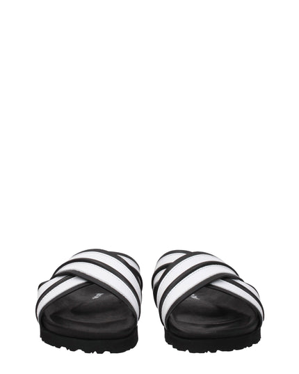 Palm Angels White Leather Slippers