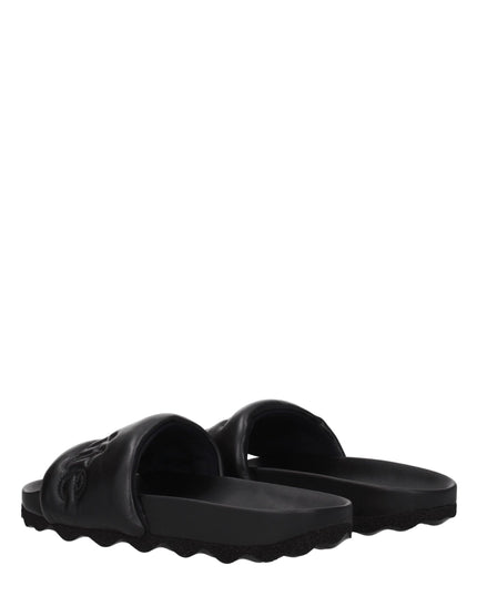 Off-White Black Leather Slippers Sandals