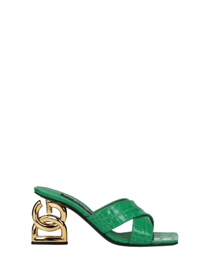 Dolce & Gabbana Green Leather Sandals