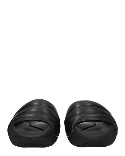 Balmain Black Leather Slippers Sandals