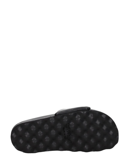 Off-White Black Leather Slippers Sandals