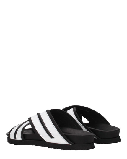 Palm Angels White Leather Slippers