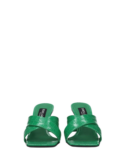 Dolce & Gabbana Green Leather Sandals