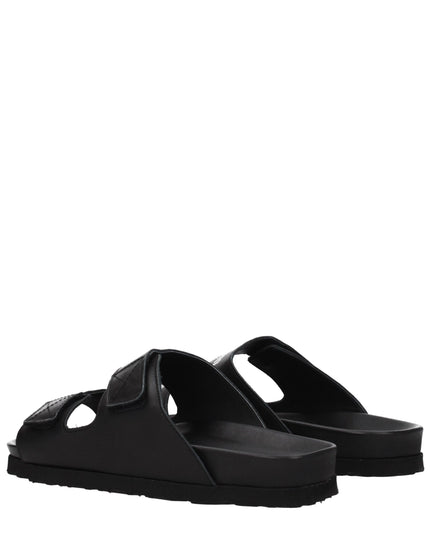 Palm Angels Black Leather Slippers