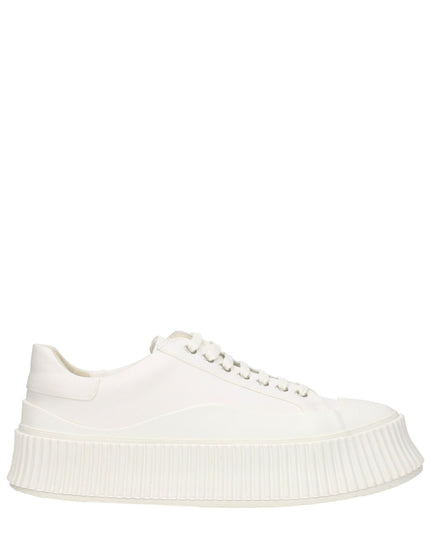 Jil Sander White Fabric Platform Sneakers