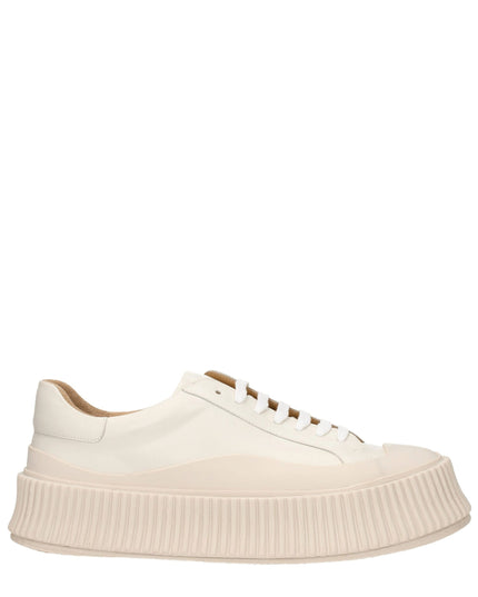 Jil Sander Beige Leather Platform Sneakers