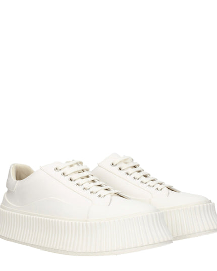 Jil Sander White Fabric Platform Sneakers