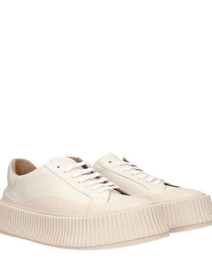 Jil Sander Beige Leather Platform Sneakers