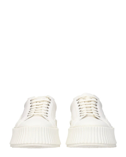 Jil Sander White Fabric Platform Sneakers