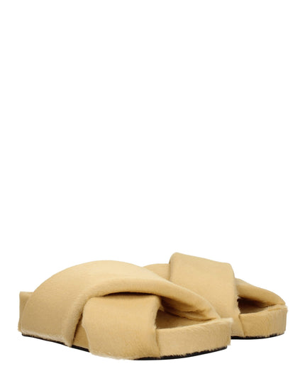 Jil Sander Beige Horsehair Slippers