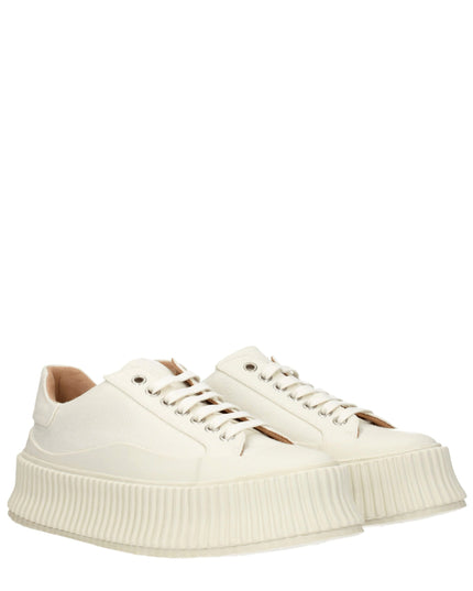 Jil Sander White Fabric Platform Sneakers