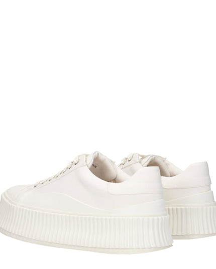 Jil Sander White Fabric Platform Sneakers