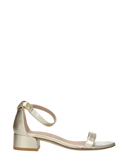 Stuart Weitzman Gold Leather Flat Sandals