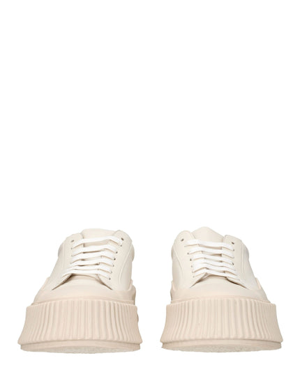 Jil Sander Beige Leather Platform Sneakers