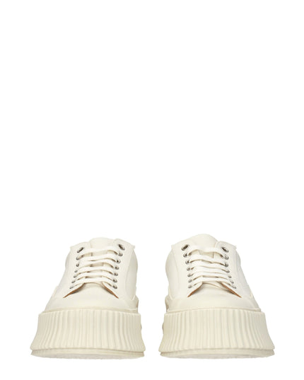 Jil Sander White Fabric Platform Sneakers