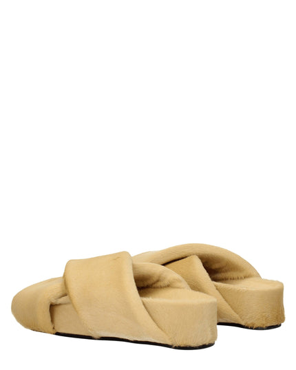 Jil Sander Beige Horsehair Slippers