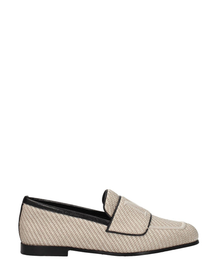 Max Mara Beige Fabric Slip-On Loafers