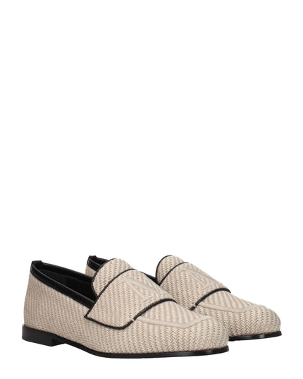 Max Mara Beige Fabric Slip-On Loafers