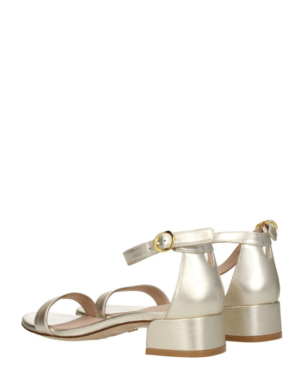 Stuart Weitzman Gold Leather Flat Sandals