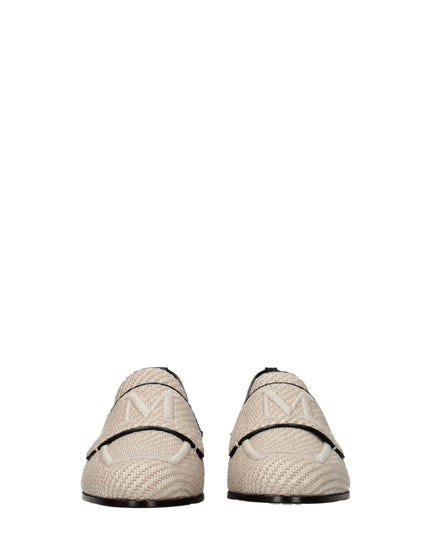 Max Mara Beige Fabric Slip-On Loafers