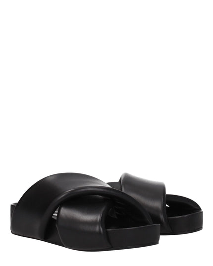 Jil Sander Black Leather Slippers