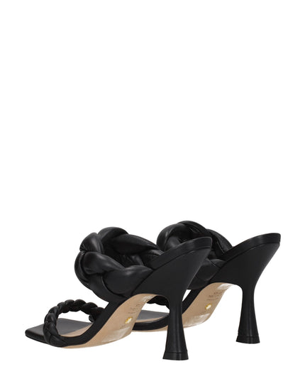 Stuart Weitzman Black Leather Stiletto Heel Sandals