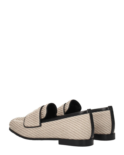 Max Mara Beige Fabric Slip-On Loafers