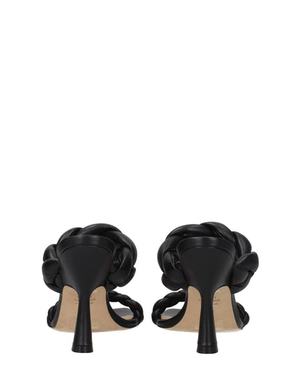 Stuart Weitzman Black Leather Stiletto Heel Sandals