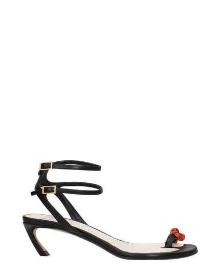Lanvin Black Leather Stiletto Heel Sandals