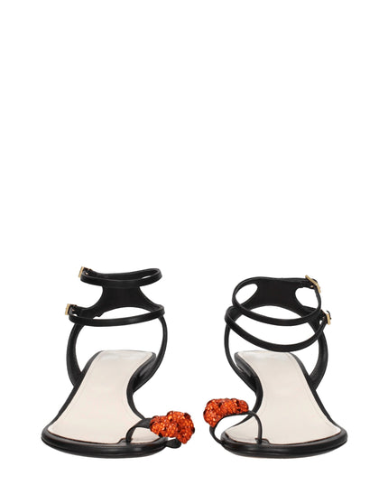 Lanvin Black Leather Stiletto Heel Sandals