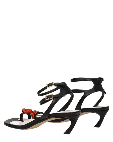 Lanvin Black Leather Stiletto Heel Sandals