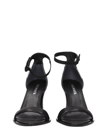 Premiata Black Leather Flat Sandals