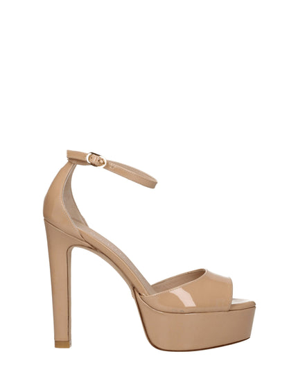 Stuart Weitzman Beige Leather Platform Sandals