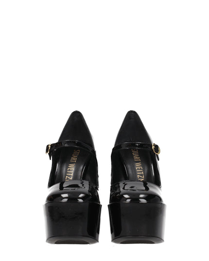 Stuart Weitzman Black Leather Platform Pumps