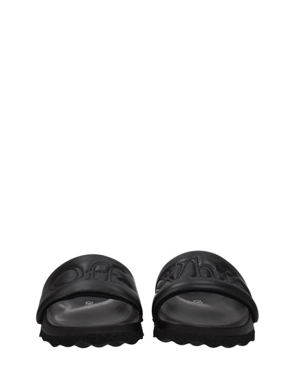 Off-White Black Leather Slippers