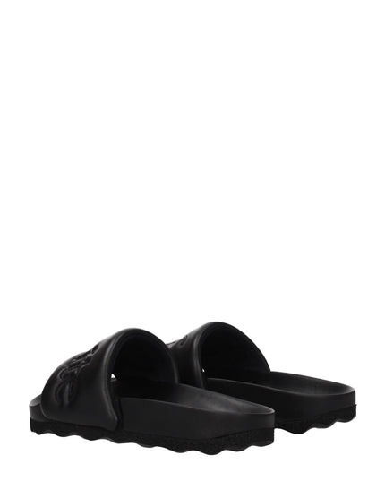 Off-White Black Leather Slippers