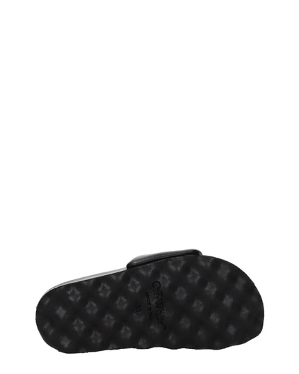 Off-White Black Leather Slippers
