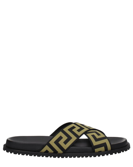 Versace Black Fabric Slippers