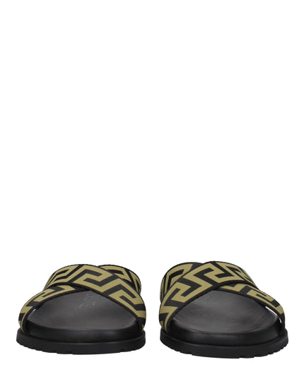 Versace Black Fabric Slippers