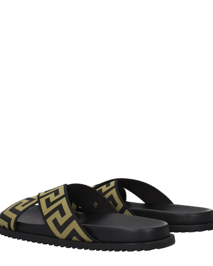Versace Black Fabric Slippers