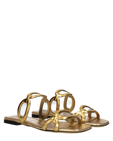 Valentino Garavani Gold Leather Slippers