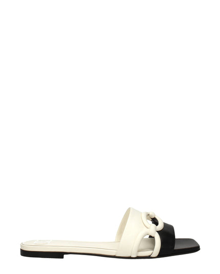 Valentino Garavani Black Leather Slippers Sandals