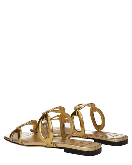 Valentino Garavani Gold Leather Slippers