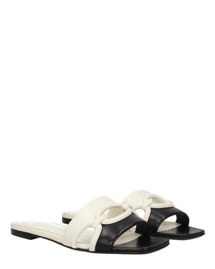 Valentino Garavani Black Leather Slippers Sandals