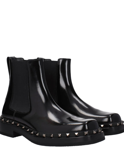Valentino Garavani Black Leather Ankle Boots