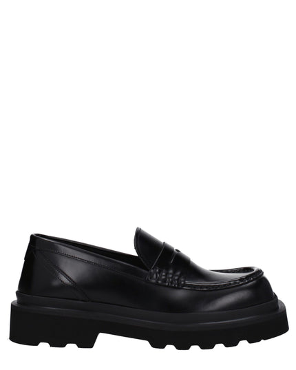 Dolce & Gabbana Black Leather Slip-On Loafers