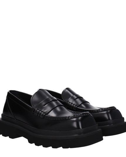 Dolce & Gabbana Black Leather Slip-On Loafers