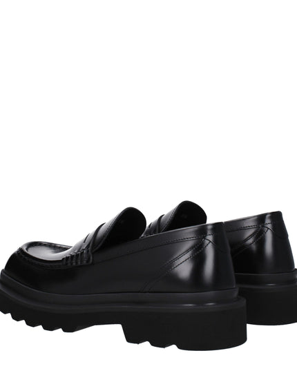 Dolce & Gabbana Black Leather Slip-On Loafers