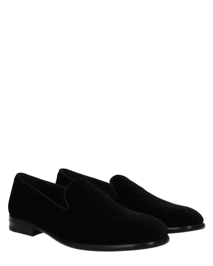 Dolce & Gabbana Black Velvet Slip-On Loafers